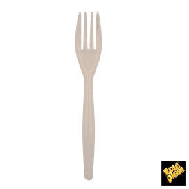 Plastic Fork PS "Easy" Beige 18cm (20 Units) 