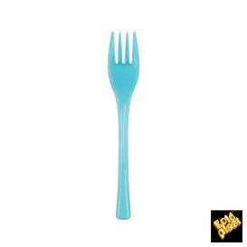 Plastic Fork PS "Fly" Turquoise Clear 14cm (50 Units) 