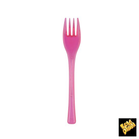 Plastic Fork PS "Fly" Fuchsia Clear 14cm (50 Units) 