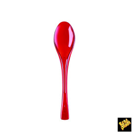 Plastic Spoon PS "Fly" Red Clear 14,5cm (50 Units) 