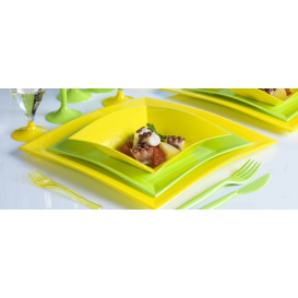 Plastic Tray Microwavable Yelow "Nice" 28x19cm (12 Units) 