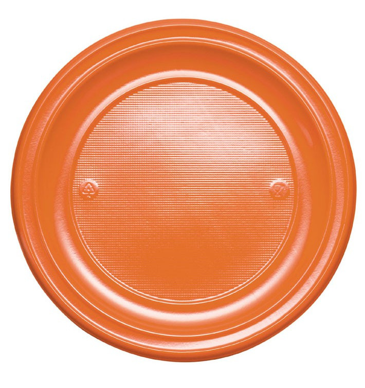 Plastic Plate PS Flat Orange Ø22 cm (30 Units) 