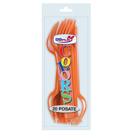 Plastic Fork PS Orange 17,5cm (20 Units) 