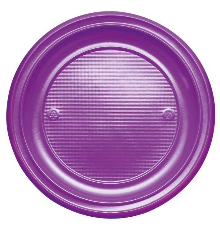 Plastic Plate PS Flat Violet Ø22 cm (30 Units) 