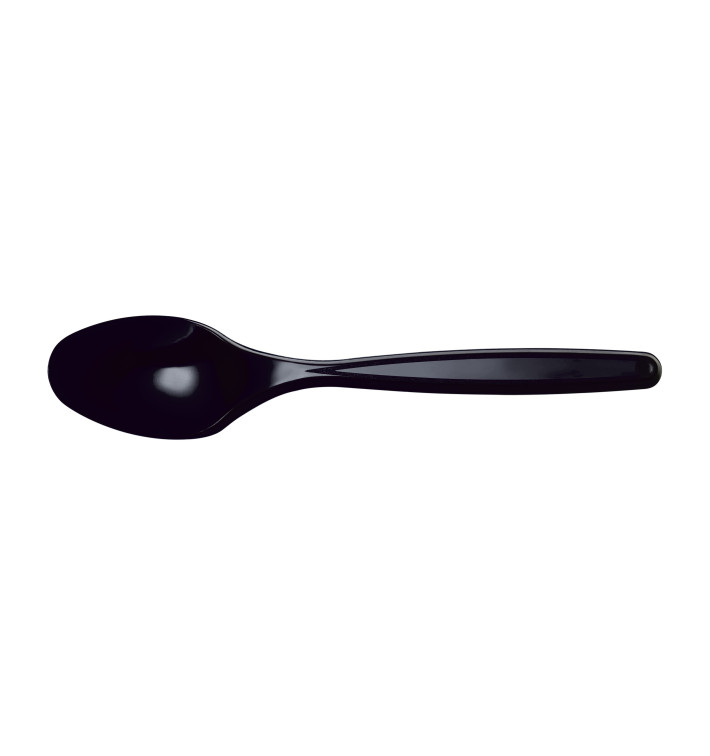 Plastic Teaspoon PS Black 12cm (40 Units) 