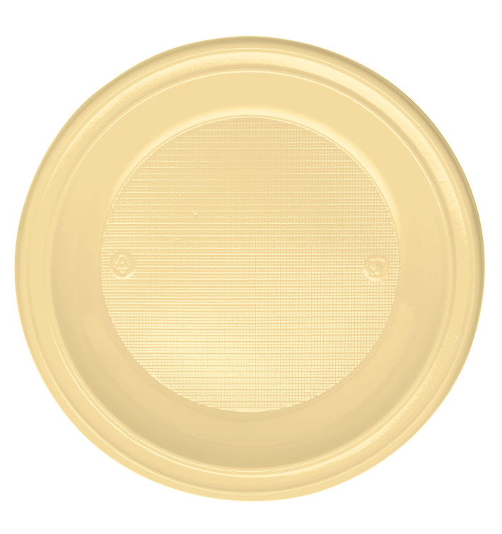 Plastic Plate PS Deep Cream Ø22 cm (600 Units)