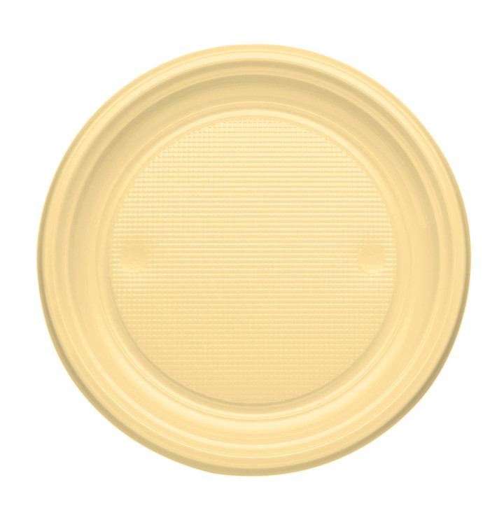 Plastic Plate PS Flat Cream Ø17 cm (1100 Units)