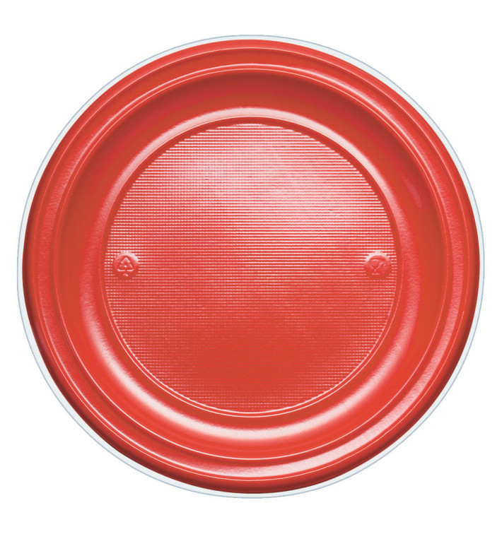 Plastic Plate PS Flat Red Ø22 cm (30 Units) 