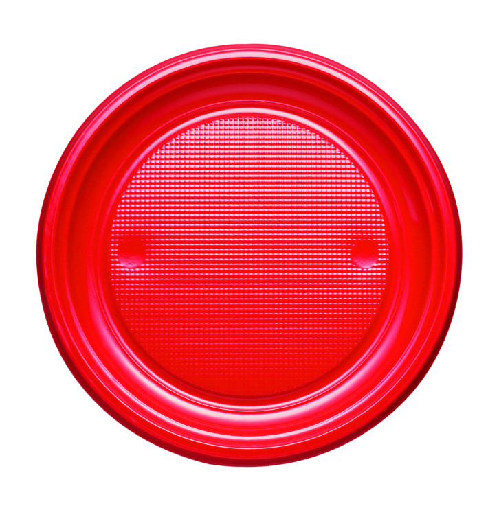 Plastic Plate PS Flat Red Ø17 cm (50 Units) 