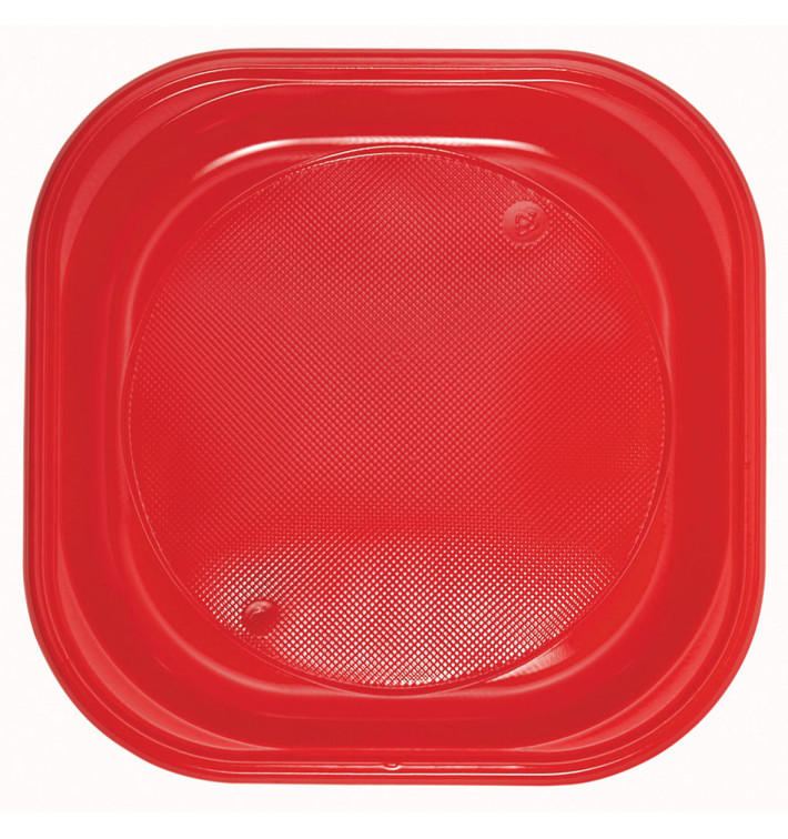 Plastic Plate PS Square shape Red 20x20 cm (1000 Units)