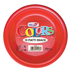 Plastic Plate PS Flat Red Ø28 cm (10 Units) 