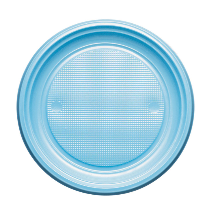 Plastic Plate PS Flat Light Blue Ø17 cm (50 Units) 