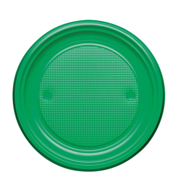 Plastic Plate PS Flat Green Ø17 cm (50 Units) 