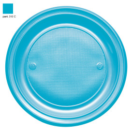 Plastic Plate PS Flat Turquoise Ø22 cm (780 Units)