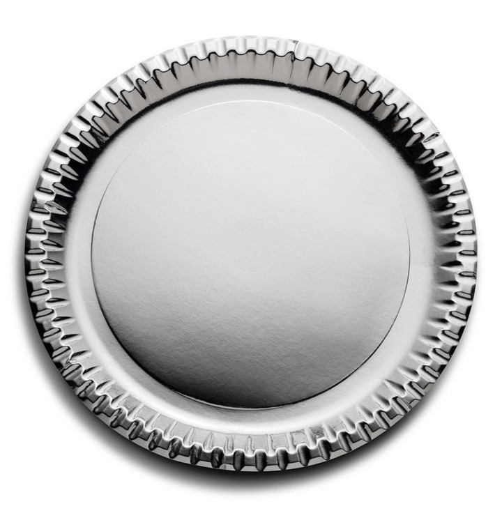 Paper Plate Round Shape "Party" Silver Ø29cm (60 Units)