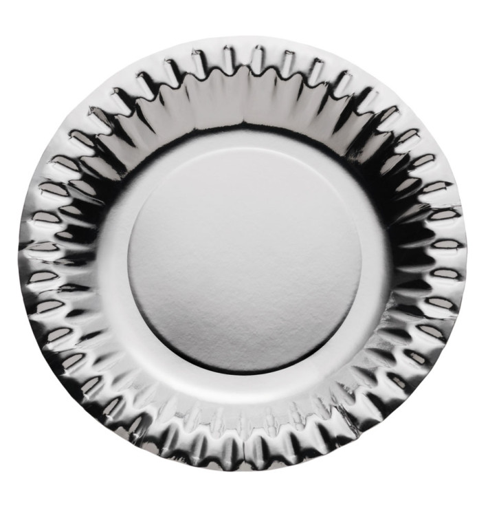 Paper Plate Round Shape "Party" Silver Ø18cm (300 Units)