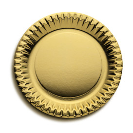 Paper Plate Round Shape "Party" Gold Ø23cm (10 Units) 