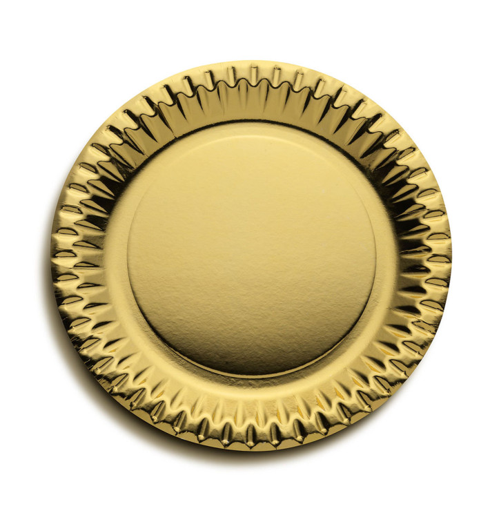 Paper Plate Round Shape "Party" Gold Ø23cm (10 Units) 