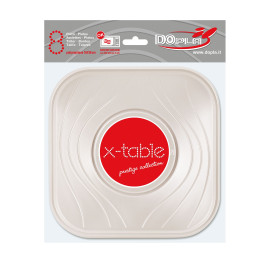 Plastic Plate PP "X-Table" Square shape Pearl 18 cm (8 Units) 