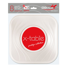 Plastic Plate PP "X-Table" Square shape Pearl 23 cm (8 Units) 