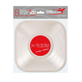 Plastic Bowl PP Square shape "X-Table" Pearl 18x18cm (8 Units) 