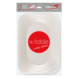 Plastic Tray Microwavable "X-Table" Pearl 33x23cm (60 Units)