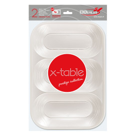 Plastic Compartment Tray "X-Table" 3C Pearl 33x23cm (30 Units)