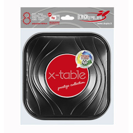 Plastic Plate PP "X-Table" Square shape Black 18 cm (120 Units)