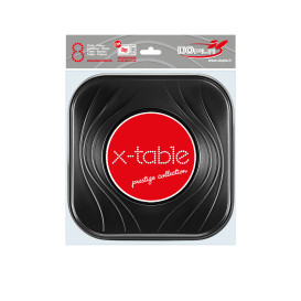 Plastic Plate PP "X-Table" Square shape Black 23 cm (8 Units) 