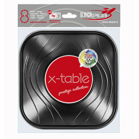 Plastic Bowl PP Square shape "X-Table" Black 18x18cm (8 Units) 