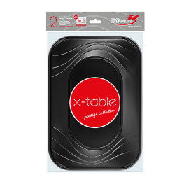 Plastic Tray Microwavable "X-Table" Black 33x23cm (2 Units) 