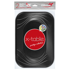 Plastic Tray Microwavable "X-Table" 3C Black 33x23cm (2 Units) 