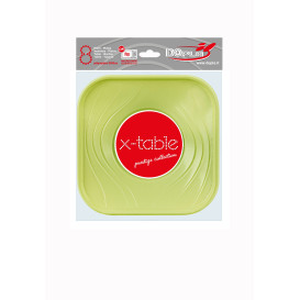 Plastic Plate PP "X-Table" Square shape Lime 18 cm (8 Units) 