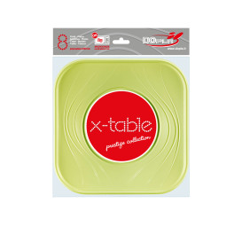 Plastic Plate PP "X-Table" Square shape Lime 23 cm (8 Units) 