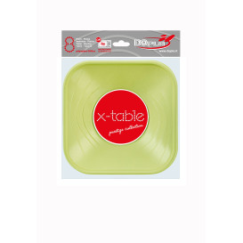 Plastic Bowl PP Square shape "X-Table" Lime 18x18cm (8 Units) 