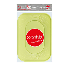 Plastic Tray Microwavable "X-Table" Lime Green 33x23cm (2 Units) 