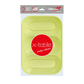 Plastic Tray Microwavable "X-Table" 3C Lime Green 33x23cm (2 Units) 