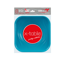 Plastic Plate PP "X-Table" Square shape Turquoise 23 cm (8 Units) 