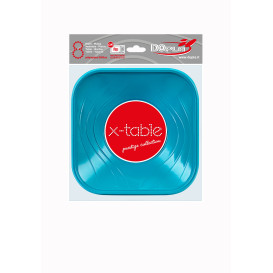 Plastic Bowl PP Square shape "X-Table" Turquoise 18x18cm (8 Units) 