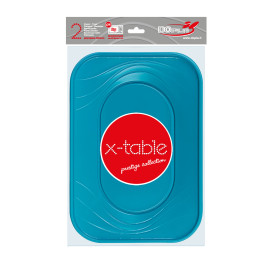 Plastic Tray Microwavable "X-Table" Turquoise 33x23cm (60 Units)