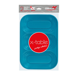 Plastic Tray Microwavable "X-Table" 3C Turquoise 33x23cm (2 Units) 