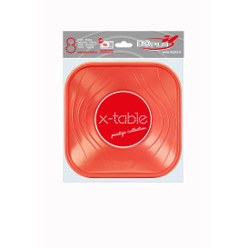 Plastic Plate PP "X-Table" Square shape Orange 18 cm (120 Units)