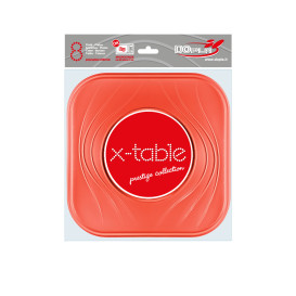 Plastic Plate PP "X-Table" Square shape Orange 23 cm (120 Units)