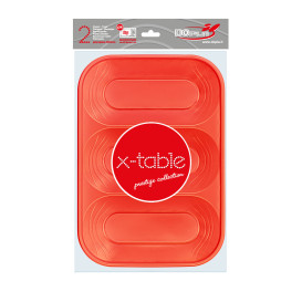 Plastic Tray Microwavable "X-Table" 3C Orange 33x23cm (2 Units) 