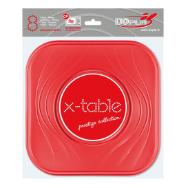 Plastic Plate PP "X-Table" Square shape Red 23 cm (8 Units) 