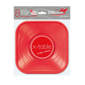 Plastic Bowl PP Square shape "X-Table" Red 18x18cm (120 Units)