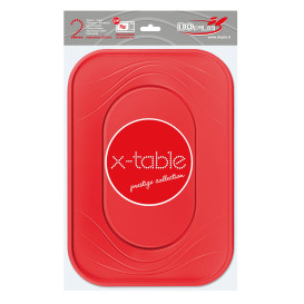 Plastic Tray Microwavable "X-Table" Red 33x23cm (2 Units) 