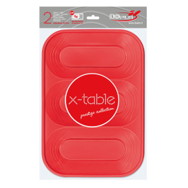 Plastic Tray Microwavable "X-Table" 3C Red 33x23cm (30 Units)