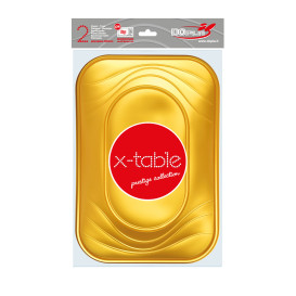 Plastic Tray Microwavable "X-Table" Gold 33x23cm (2 Units) 