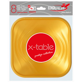 Plastic Bowl PP Square shape "X-Table" Gold 18x18cm (120 Units)